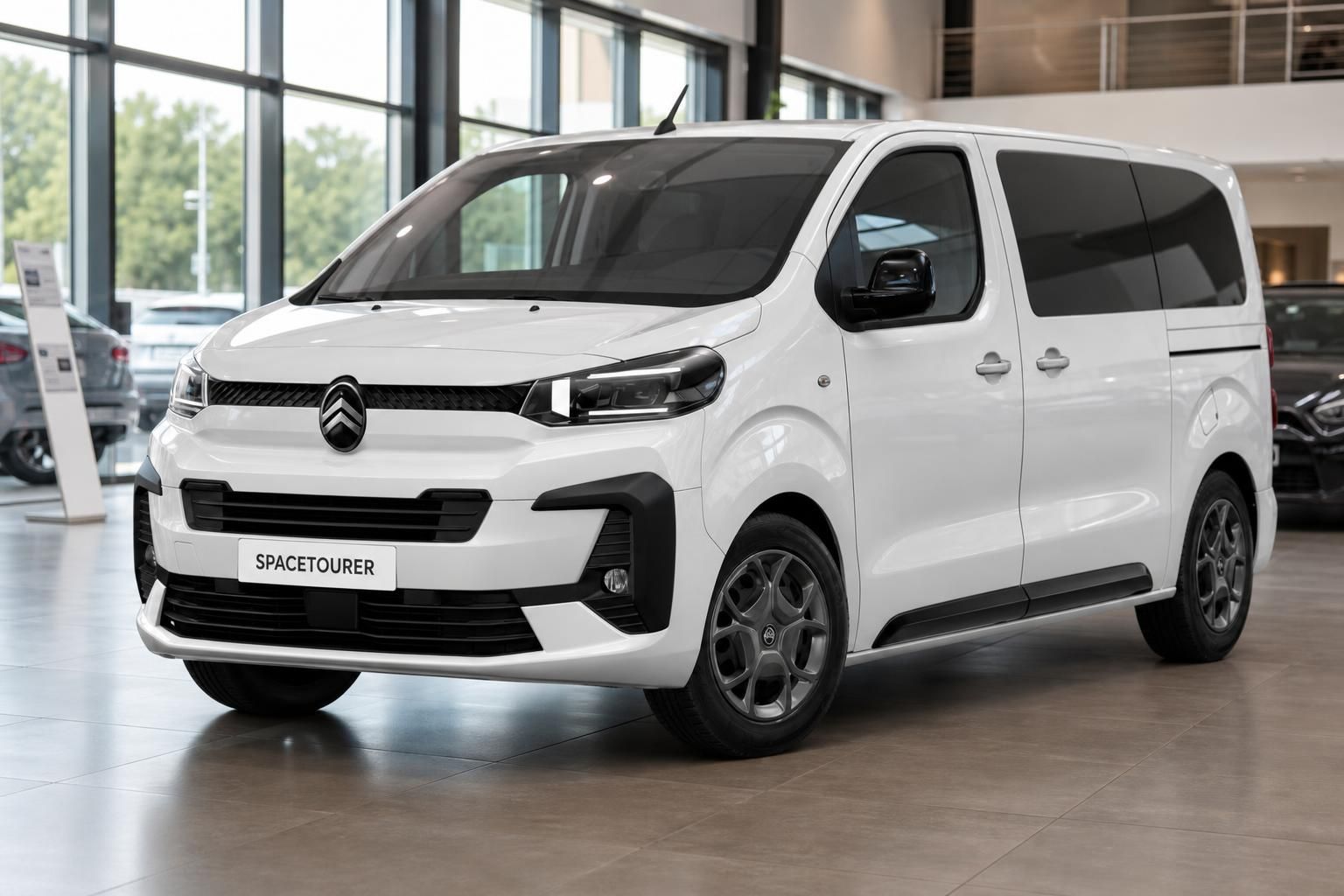 Citroën Spacetourer weiss Frontansicht schräg links im Autohaus