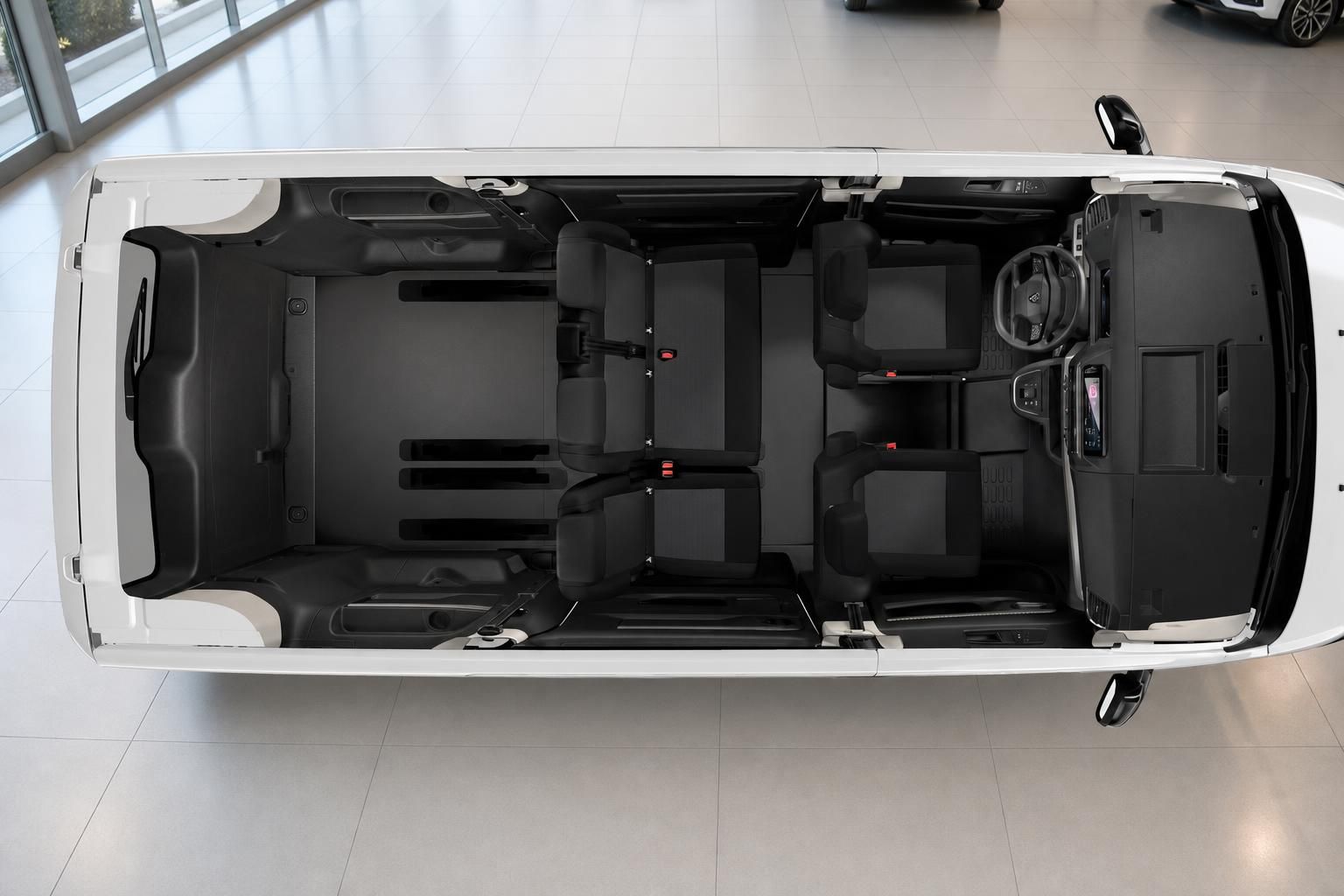 Peugeot Traveller Innenraum Vogelperspektive Sitzanordnung Fahrgastraum Übersicht