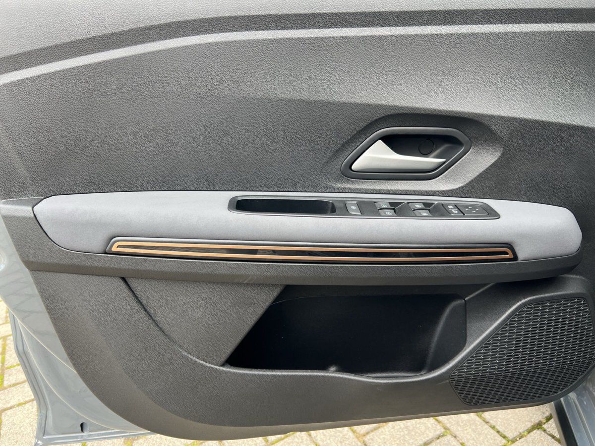 Fahrzeugtür Innenansicht mit Fensterheber, Lautsprecher und Kupfer-Zierleiste im Autohaus