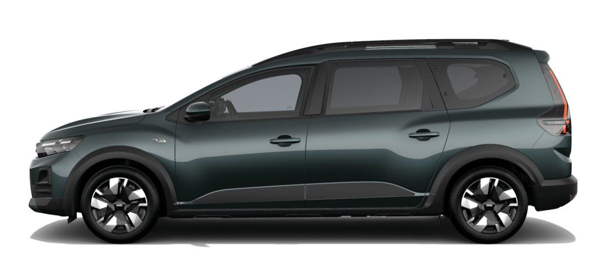 Dacia Jogger in Grün Seitenansicht im Autohaus Showroom