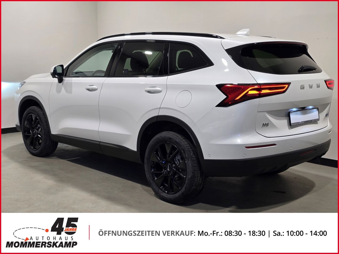 GWM SUV in Weiß, Heckansicht mit LED-Rückleuchten