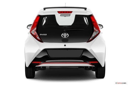 Toyota Aygo weiß Heckansicht mit roten Akzenten