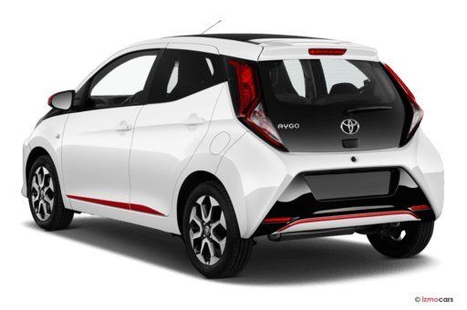Toyota Aygo weiß Heck-Seitenansicht mit Alufelgen