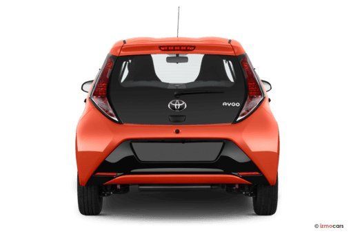 Toyota Aygo orange Heckansicht Studioaufnahme