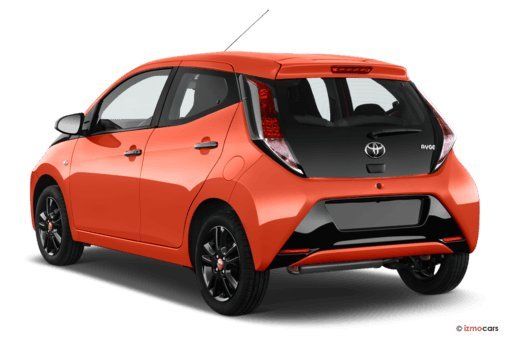 Toyota Aygo orange Heckansicht Kleinwagen Studio