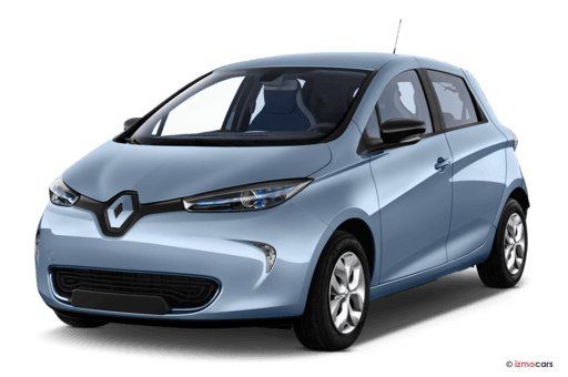 Renault Zoe Elektroauto in Blau, Frontansicht Dreiviertelperspektive
