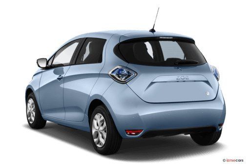 Renault Zoe Elektroauto in Blau, Heckansicht Dreiviertelperspektive