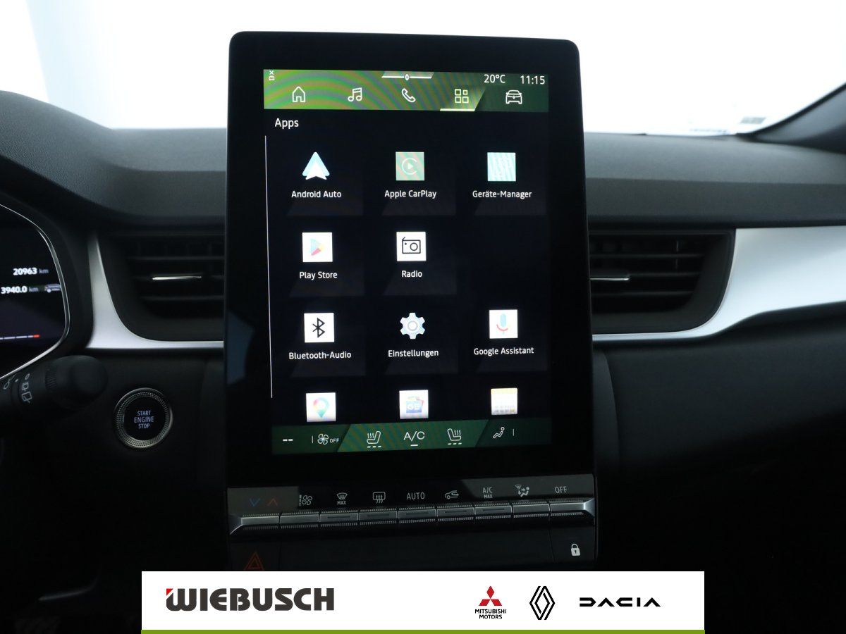 Infotainment-Display mit Apps und Klimasteuerung im Fahrzeuginnenraum