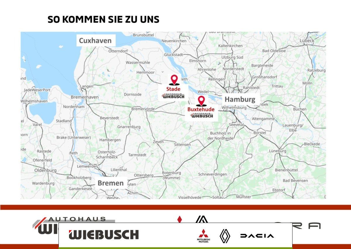 Anfahrtskarte Autohaus Wiebusch Standorte Stade und Buxtehude