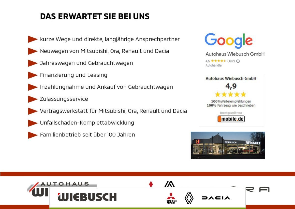 Autohaus Wiebusch Leistungsübersicht mit Google Bewertungen und Logo