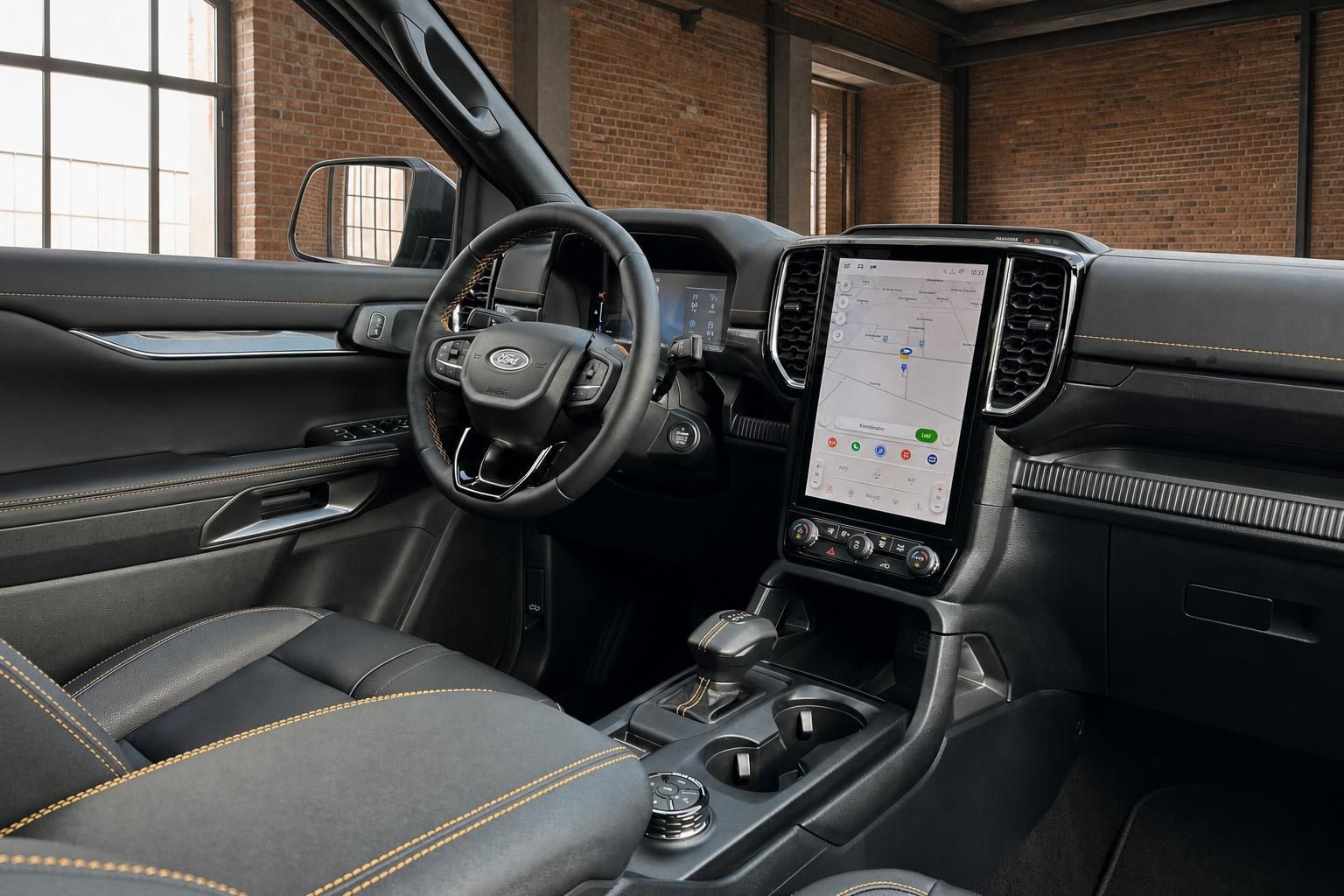 Ford Ranger Cockpit mit Lenkrad und Touchscreen Navigation