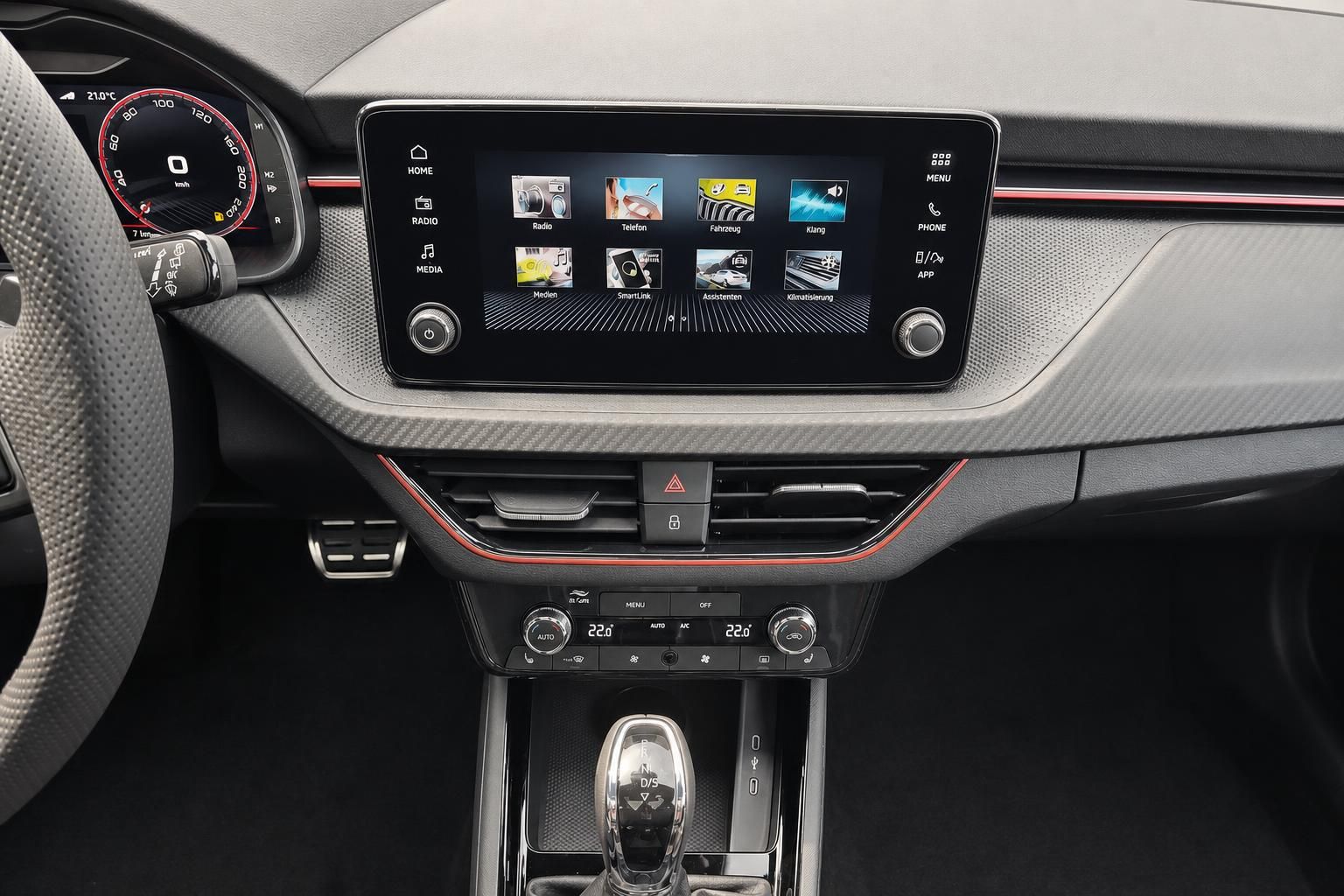 Skoda Infotainment Touchscreen und Klimabedienung im Detail