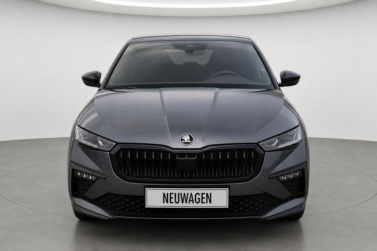 Skoda Scala grau Frontansicht Neuwagen im Studio