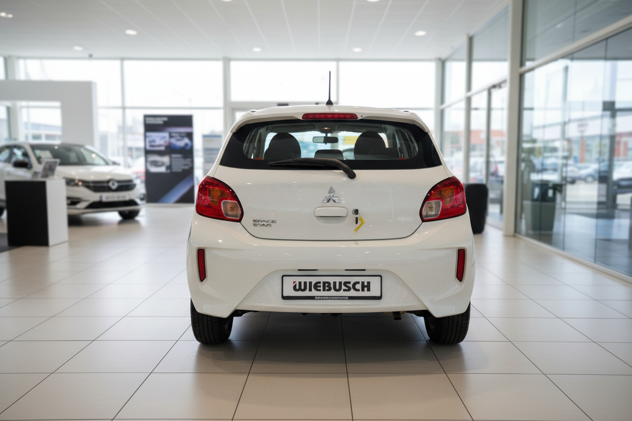Mitsubishi Space Star weiß Heckansicht im Autohaus Wiebusch