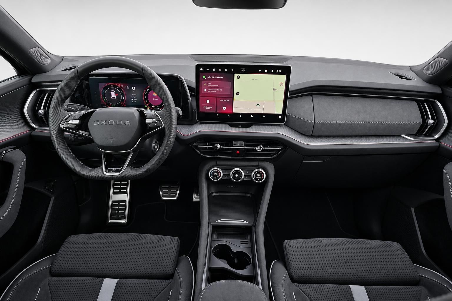 Skoda Cockpit mit Lenkrad und digitalem Infotainment-Display