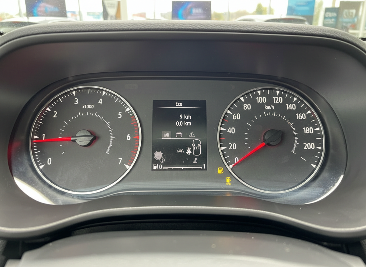 Tacho und Armaturenbrett mit Eco-Modus Anzeige, 9 km Kilometerstand, Drehzahlmesser und Tachometer