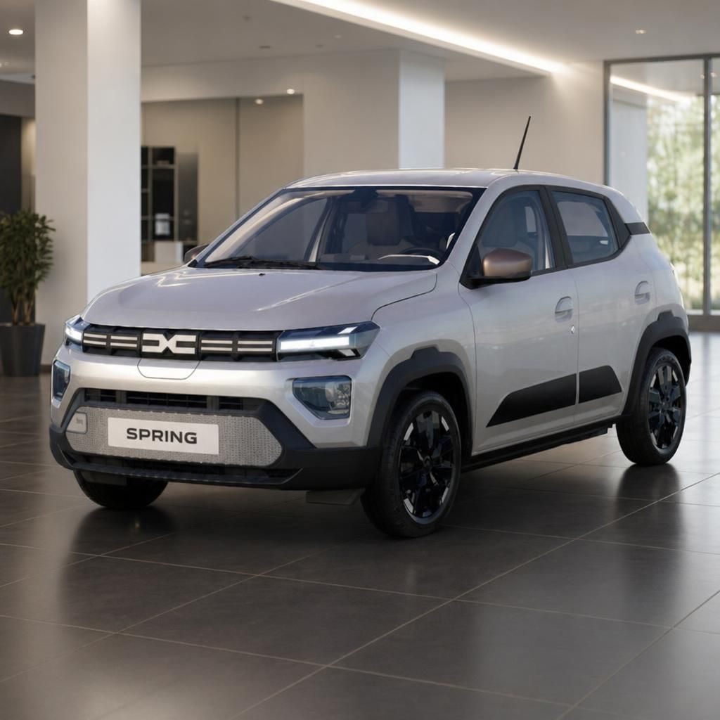 Dacia Spring Elektro-SUV in Weiß von vorne im Autohaus-Showroom