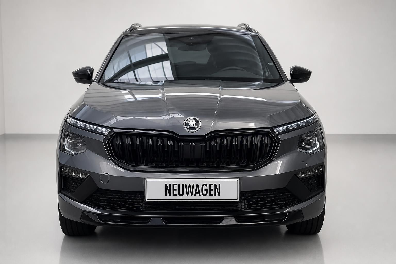 Skoda Kamiq Frontansicht mit markantem Kühlergrill und LED-Scheinwerfern