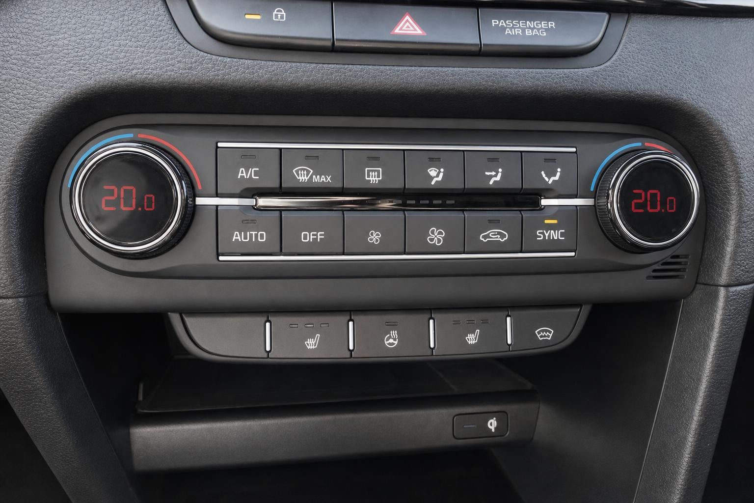 Auto Klimaanlage Bedienfeld mit digitaler Temperaturanzeige und Sitzheizung-Schaltern