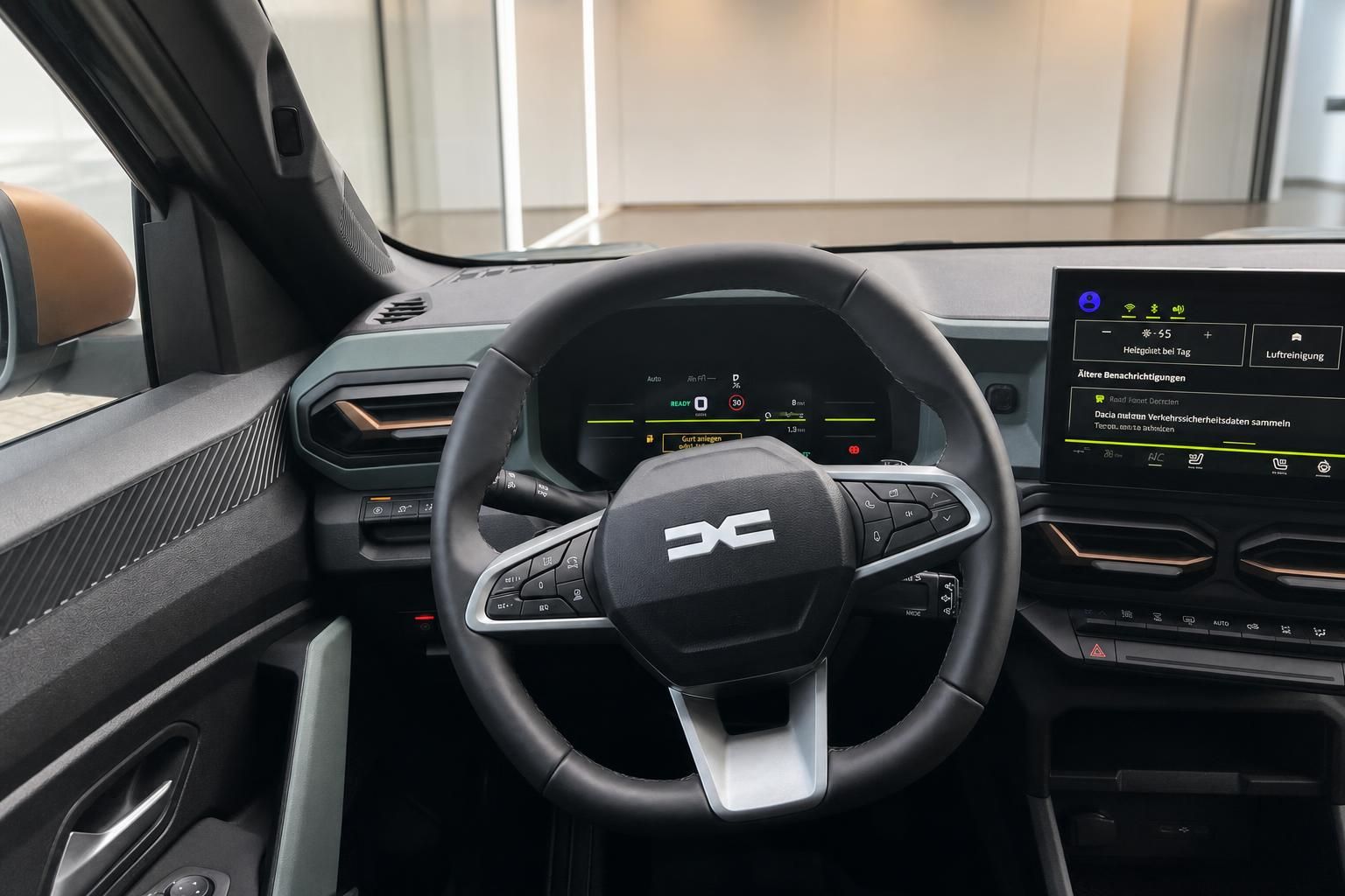 Dacia Cockpit mit Lenkrad und digitalem Display im Innenraum