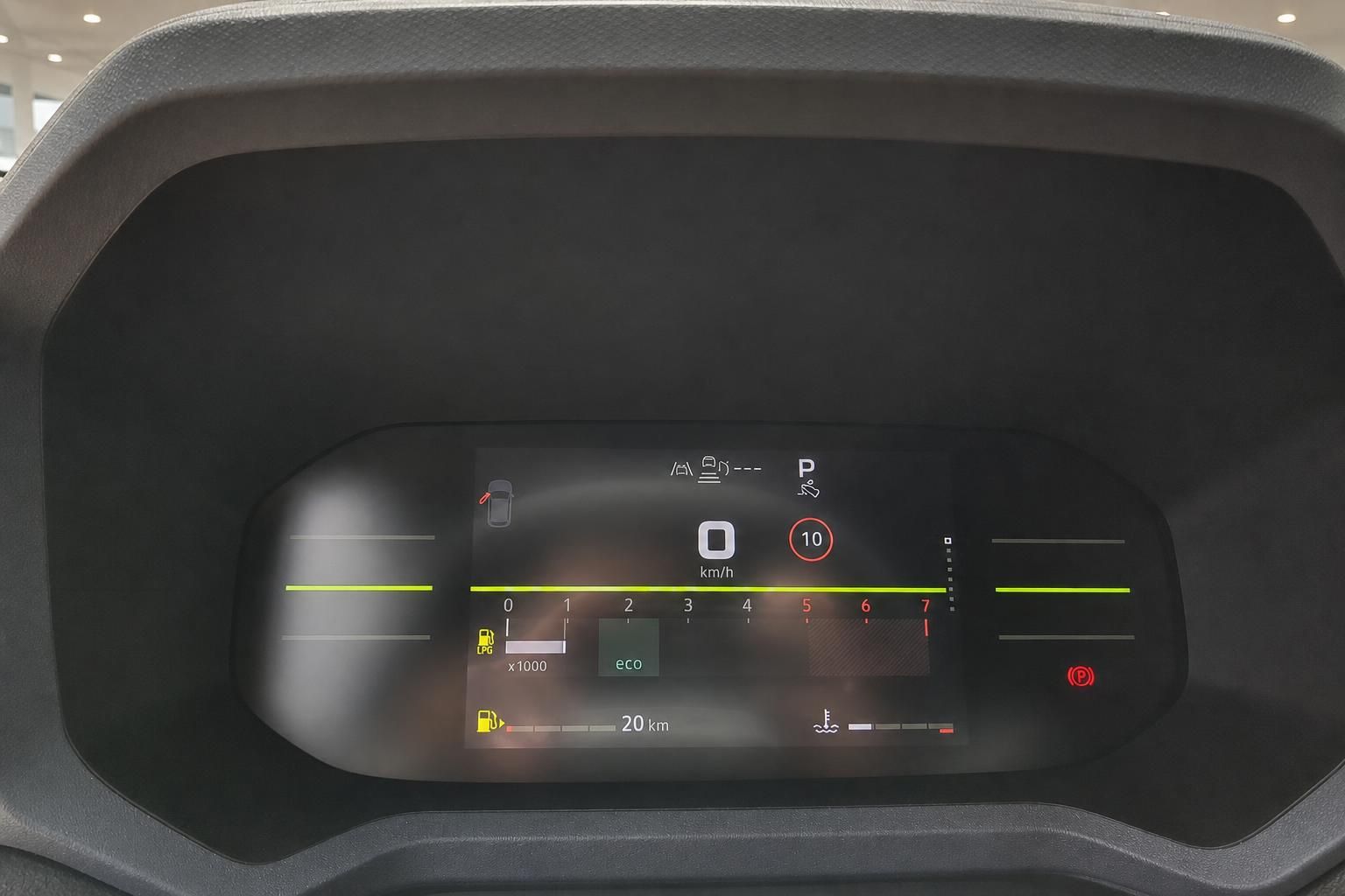 Digitales Kombiinstrument mit Tachoanzeige und Fahrzeuginformationen