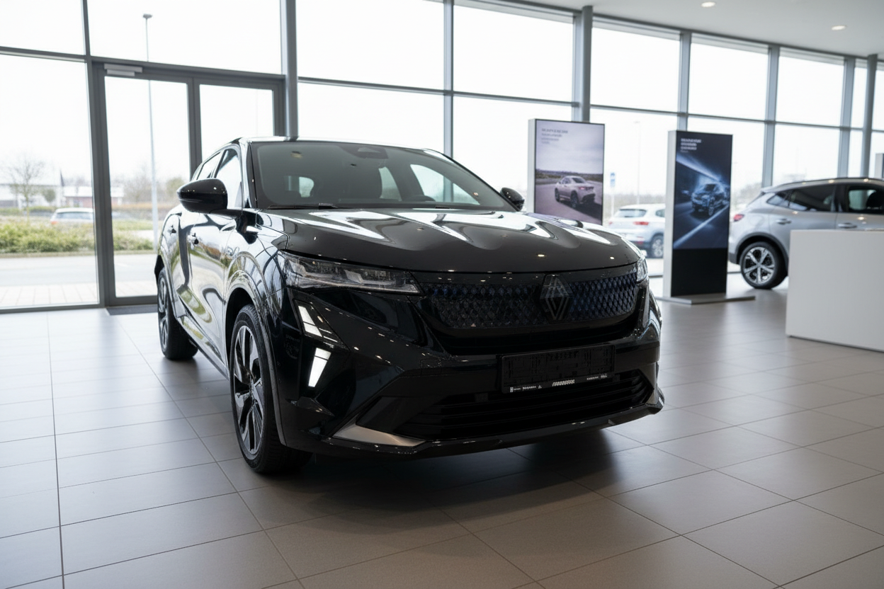 Schwarzer Renault Scenic E-Tech Electric SUV in Renault Autohaus Showroom