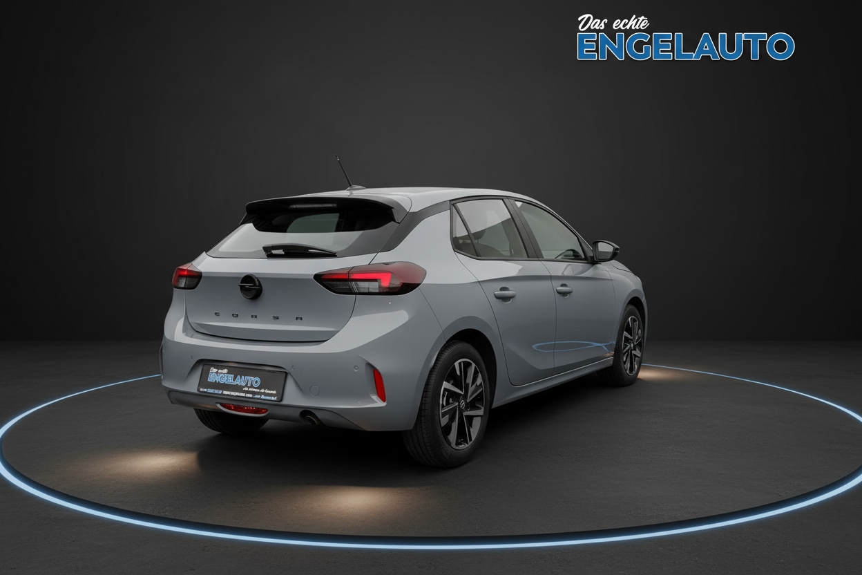 Opel Corsa Heckansicht in Grau metallic mit modernen LED-Rückleuchten und sportlichen Alufelgen - Neuwagen bei Engelauto kaufen