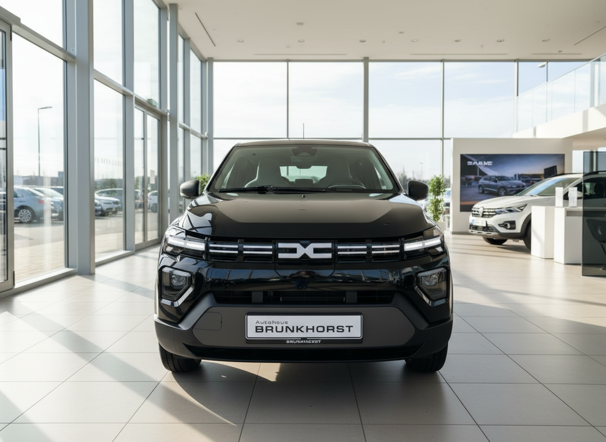 Dacia Sandero schwarz Frontansicht im Autohaus Brunkhorst Showroom