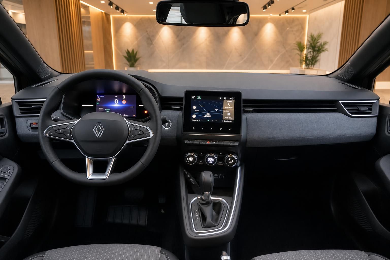 Renault Clio Innenraum, Armaturenbrett und Navigationsdisplay