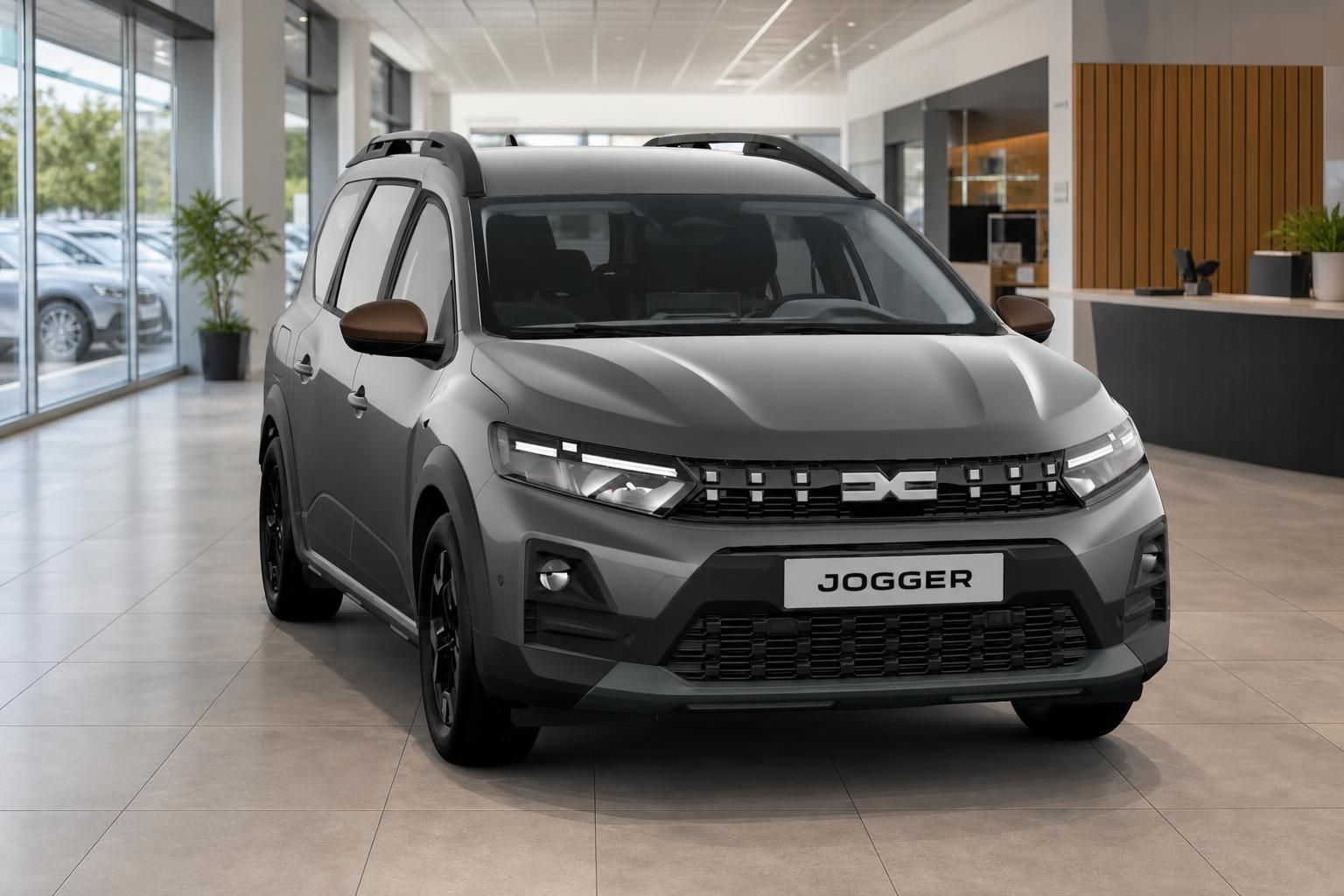 Dacia Jogger grau Frontansicht im Autohaus Showroom