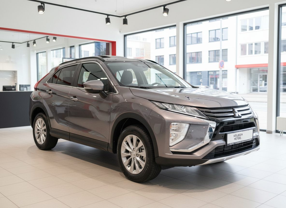 Mitsubishi Eclipse Cross Grau Metallic im Autohaus Showroom – Kompakt-SUV Frontansicht