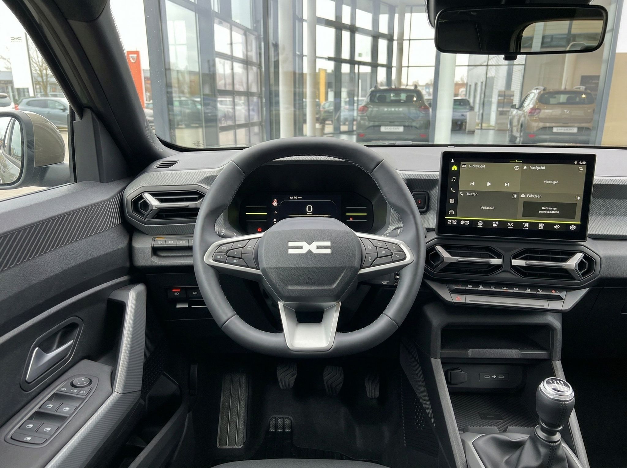 Auto Cockpit mit digitalem Display, Lenkrad und Schaltknauf