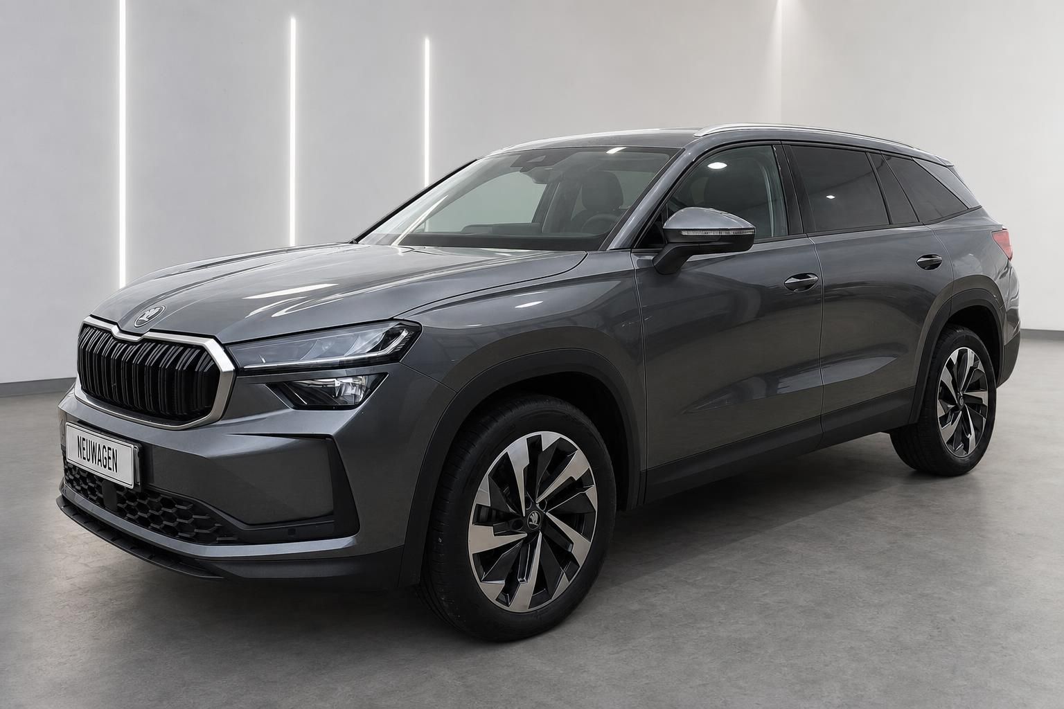 Skoda Kodiaq grau, Frontansicht schräg im Studio