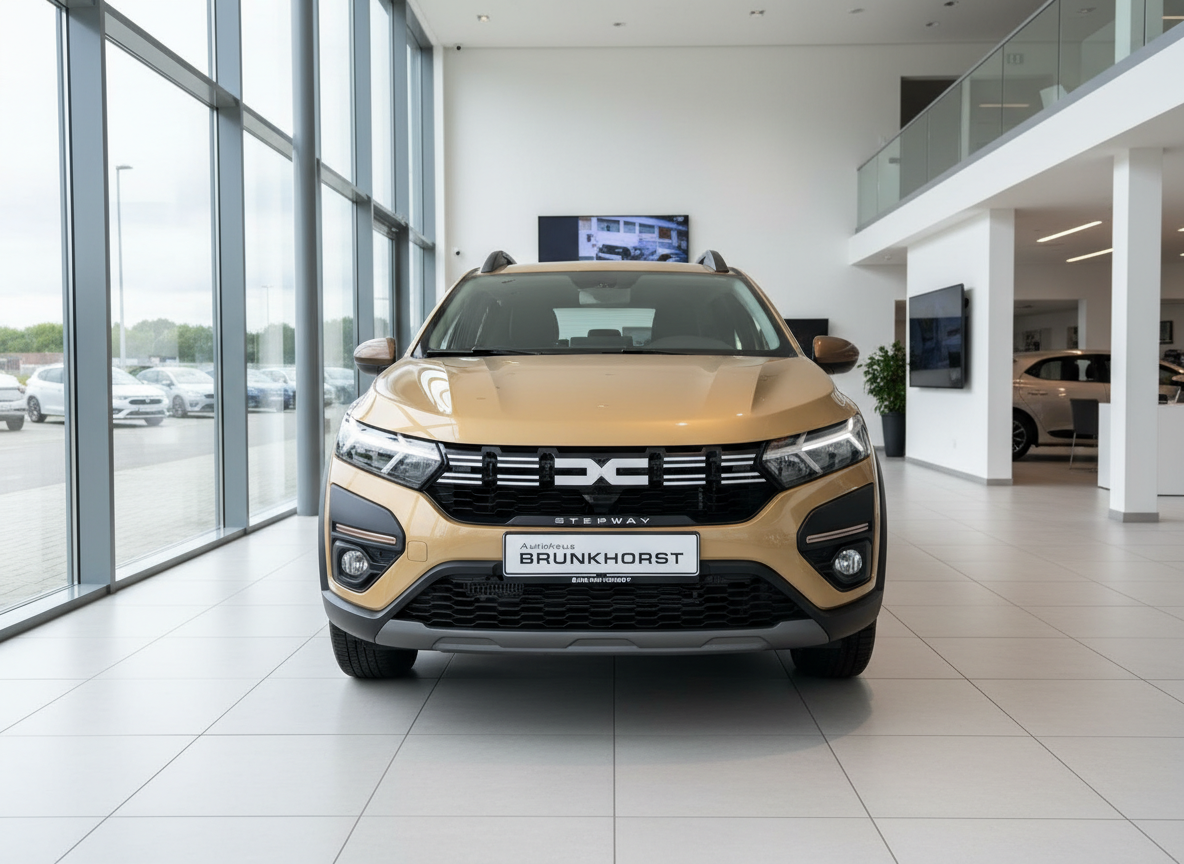 Dacia Stepway in Gold-Metallic Frontansicht im Autohaus Brunkhorst Showroom