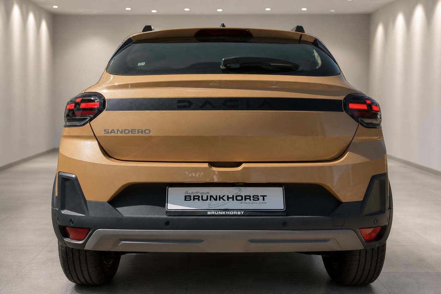 Dacia Sandero Stepway in Bronze, Heckansicht im Autohaus