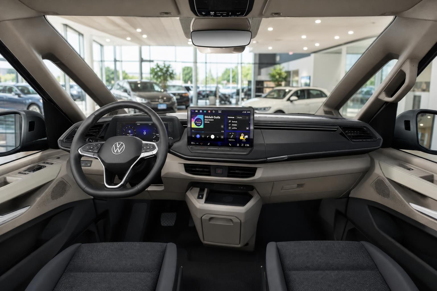 VW Multivan Innenraum mit Cockpit und Touchscreen-Infotainment