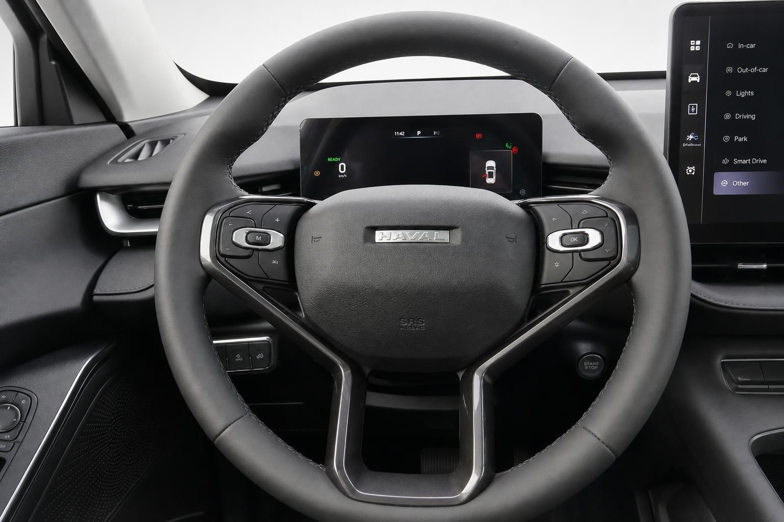 Haval Lenkrad mit Multifunktionstasten, digitalem Tachodisplay und Infotainment-Bildschirm