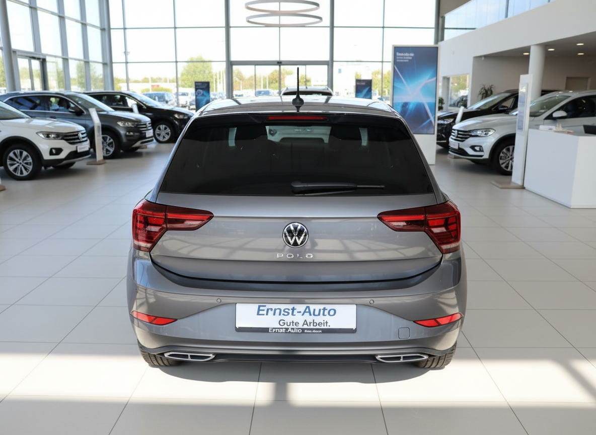 VW Polo grau Heckansicht im Autohaus Ernst-Auto