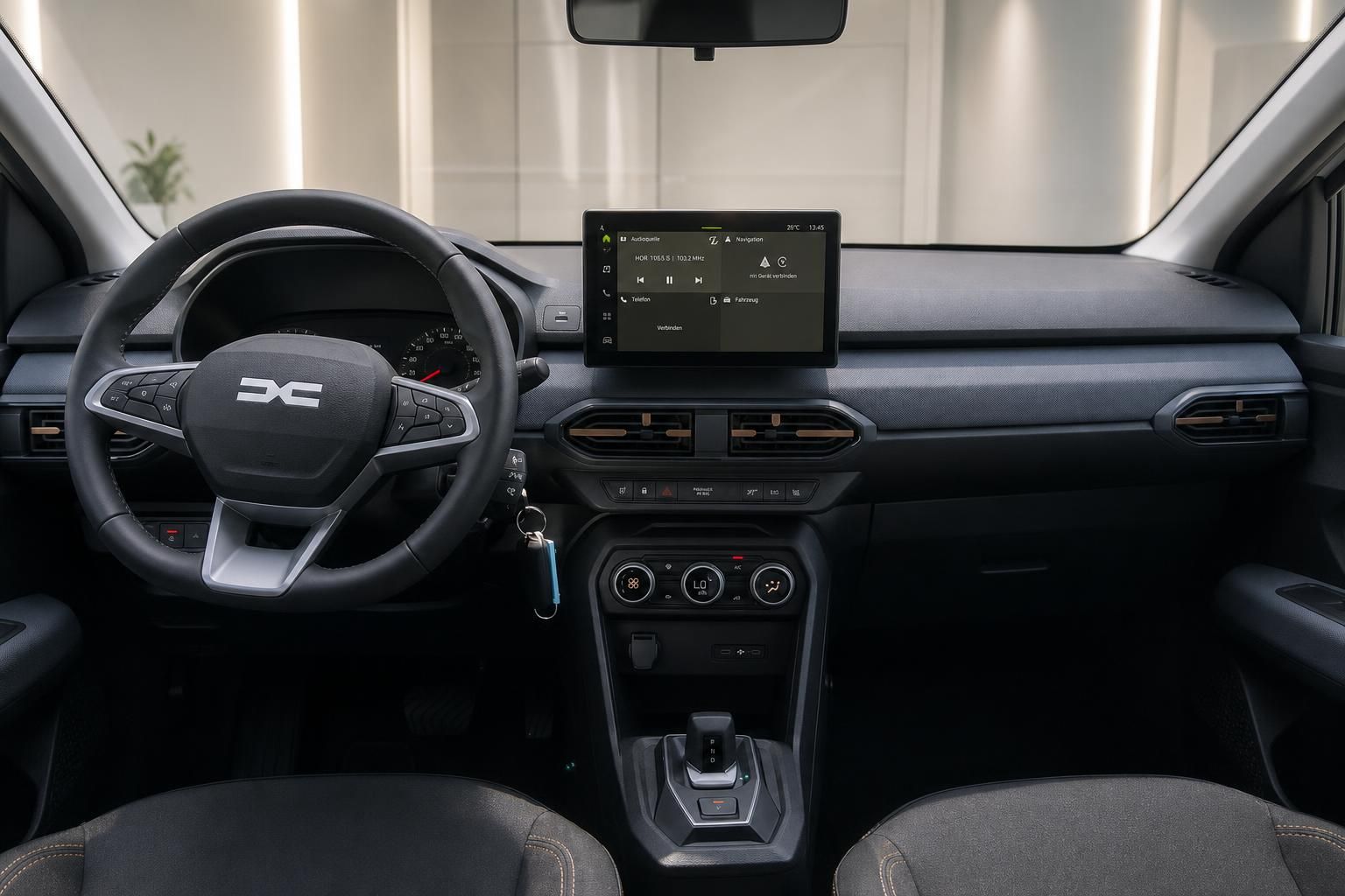 Dacia Sandero Innenraum Cockpit mit Touchscreen Lenkrad und Mittelkonsole