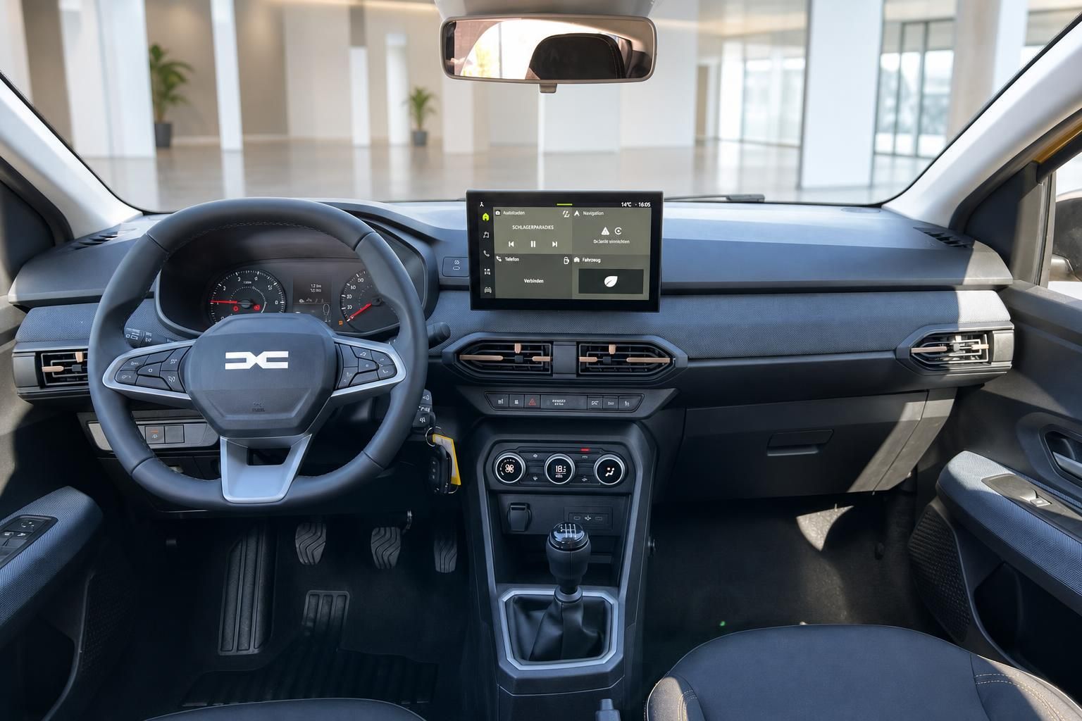 Dacia Sandero Cockpit Armaturenbrett Touchscreen Klimaanlage Schaltgetriebe Innenansicht