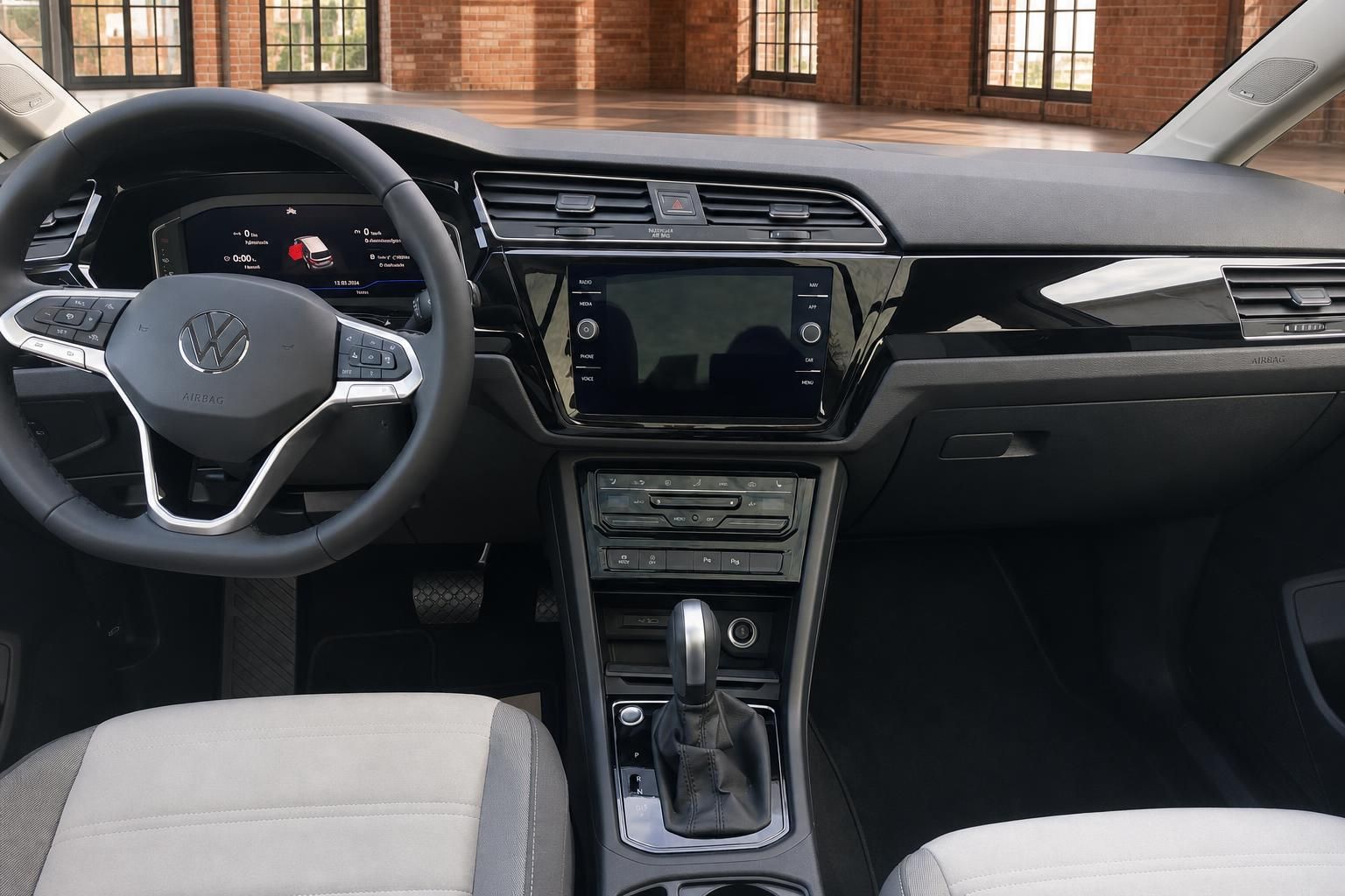Volkswagen Cockpit mit Infotainment-Display und Schaltknauf