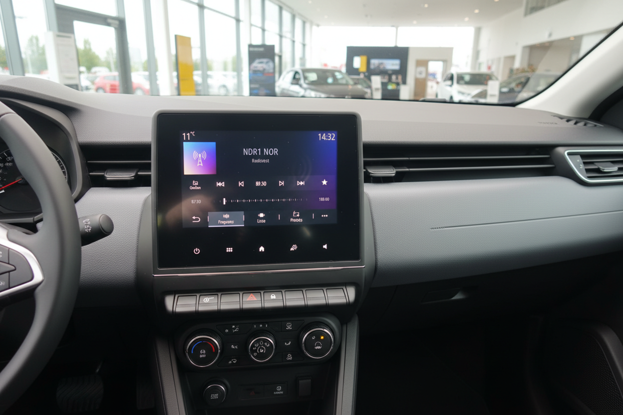 Dacia Sandero Innenraum mit Infotainment-Touchscreen NDR1 NOR Radio im Autohaus