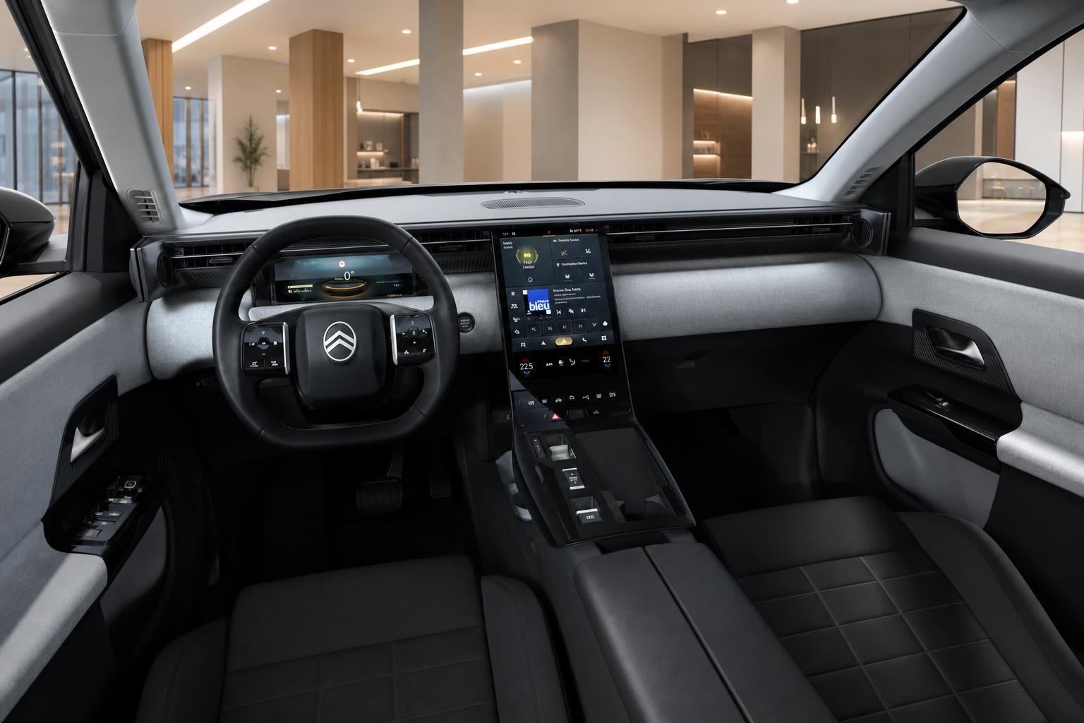 Citroën Innenraum mit Cockpit, Lenkrad und digitalem Display