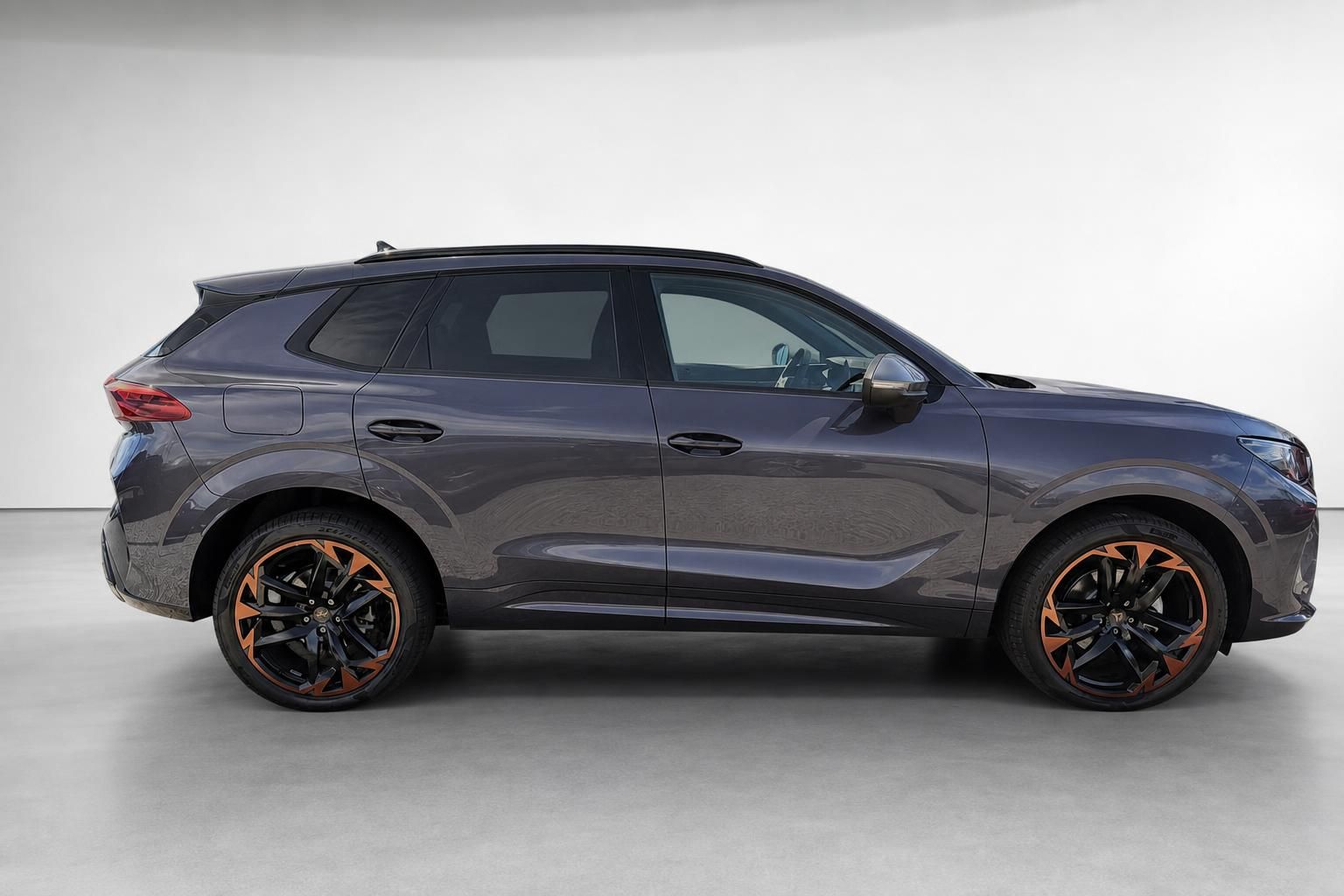 Cupra SUV in Grau Seitenansicht mit sportlichen Leichtmetallfelgen