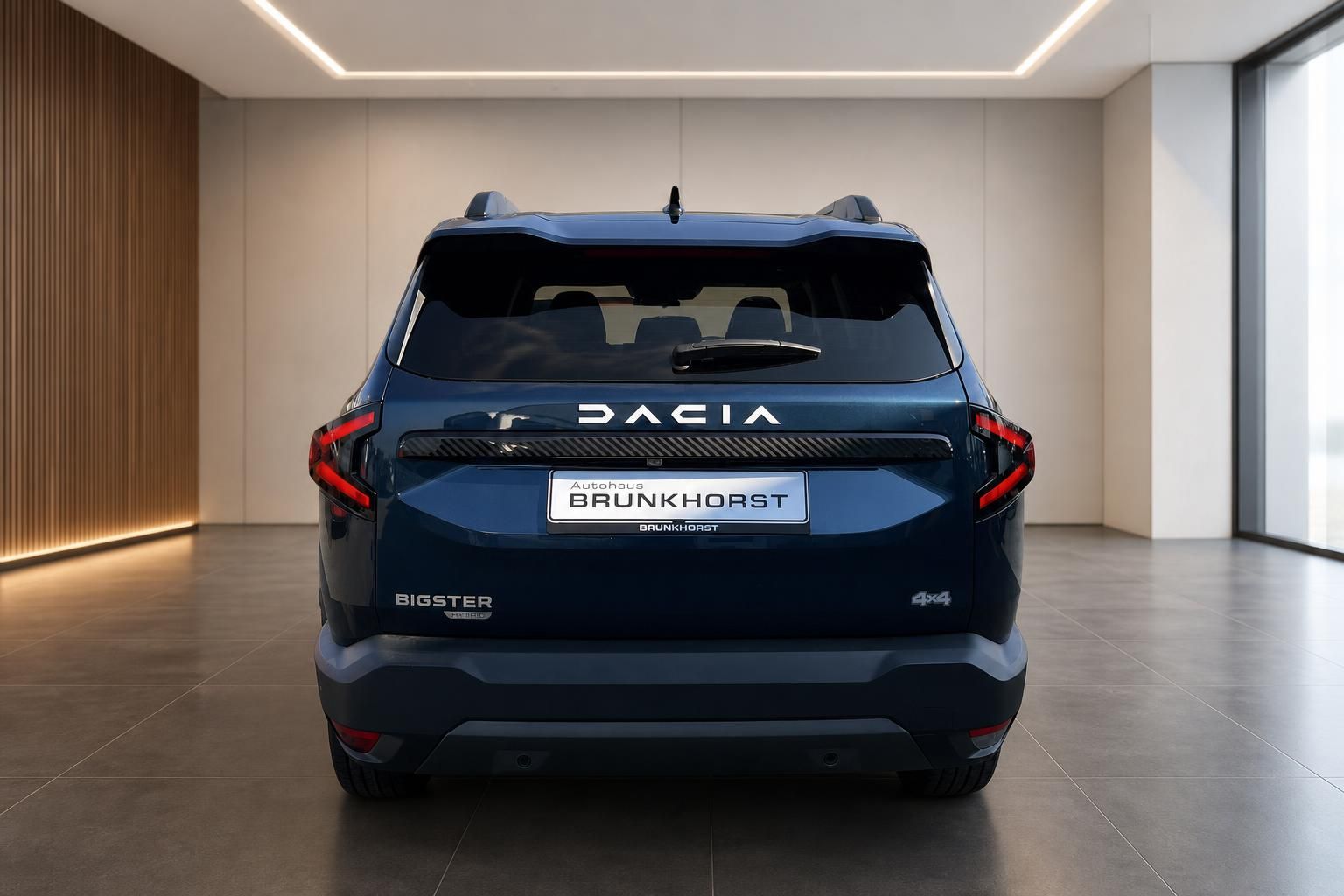 Dacia Bigster SUV Heckansicht blau mit Autohaus Brunkhorst Kennzeichen