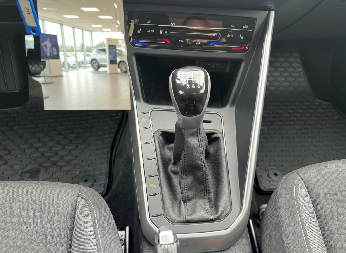 Volkswagen Innenraum mit 6-Gang-Schaltgetriebe und Klimaautomatik-Bedienfeld