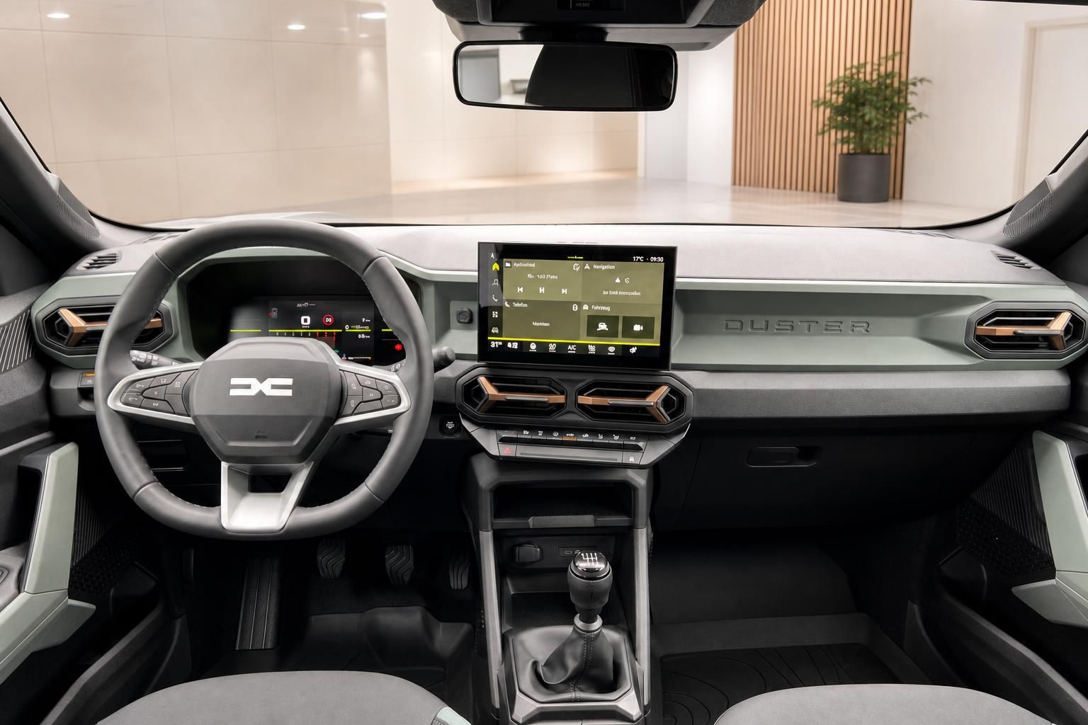 Dacia Duster Armaturenbrett mit Touchscreen Navigation und Schaltgetriebe