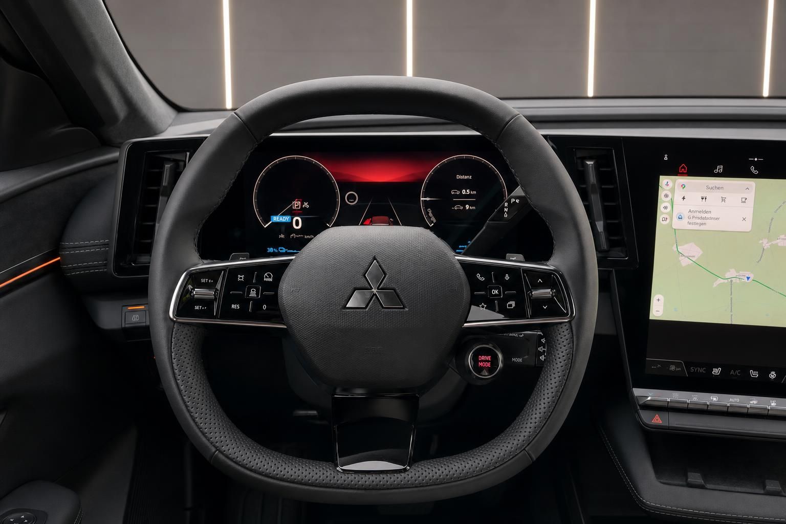 Mitsubishi Fahrzeug Innenraum - Cockpit mit digitalem Armaturenbrett und Lenkrad