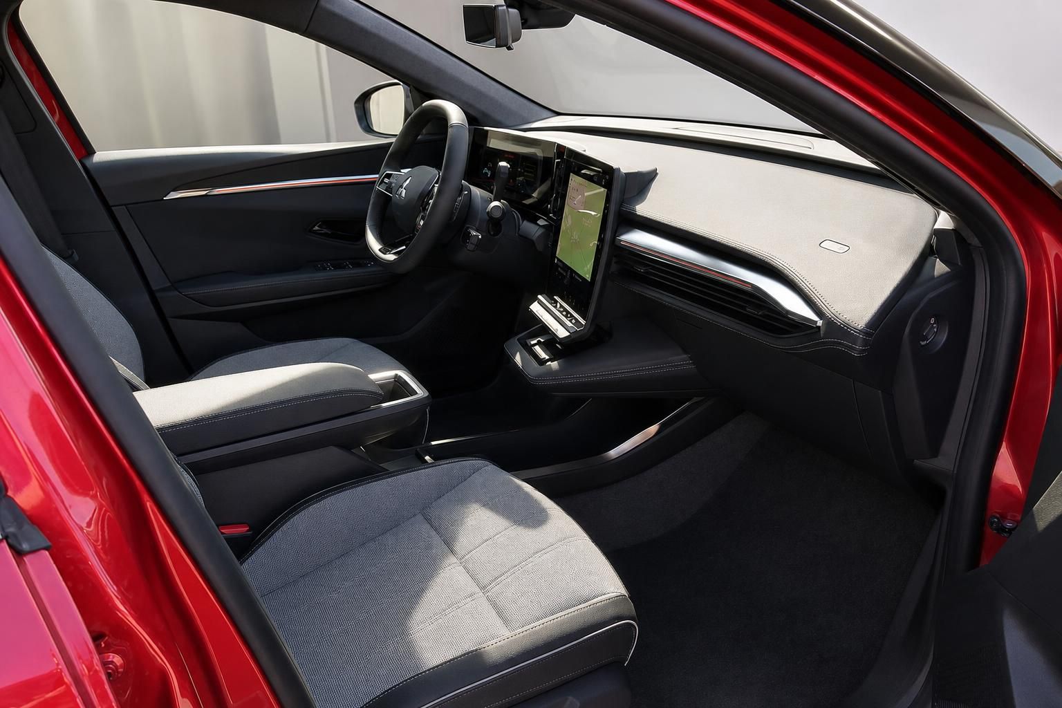 Fahrzeug Innenansicht - Vordersitze und Mittelkonsole mit modernem Design