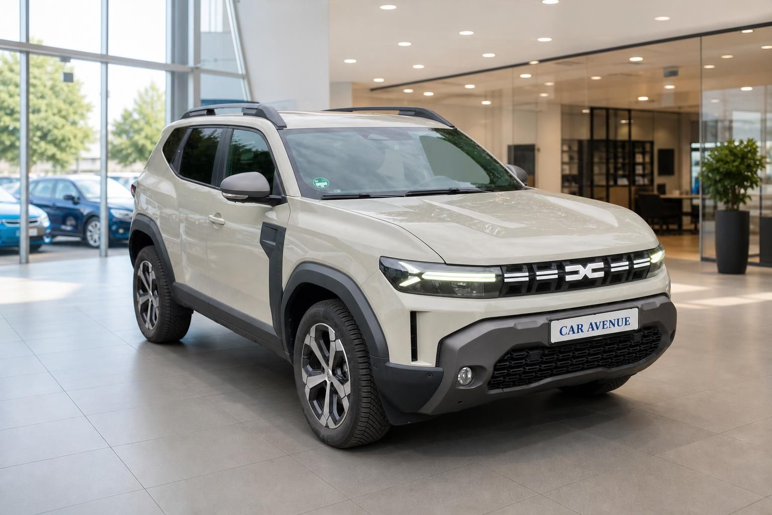 Dacia Duster Frontansicht schraeg beige im Autohaus